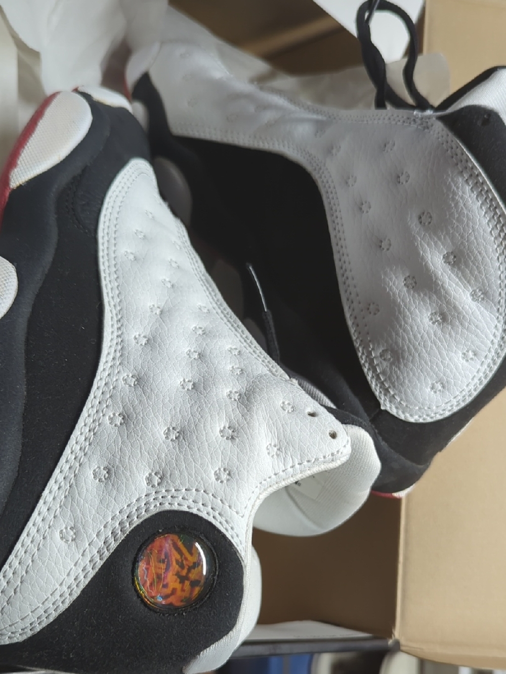 Air Jordan 13 Got Game White and Black Basketball Sneakers with Red Accents